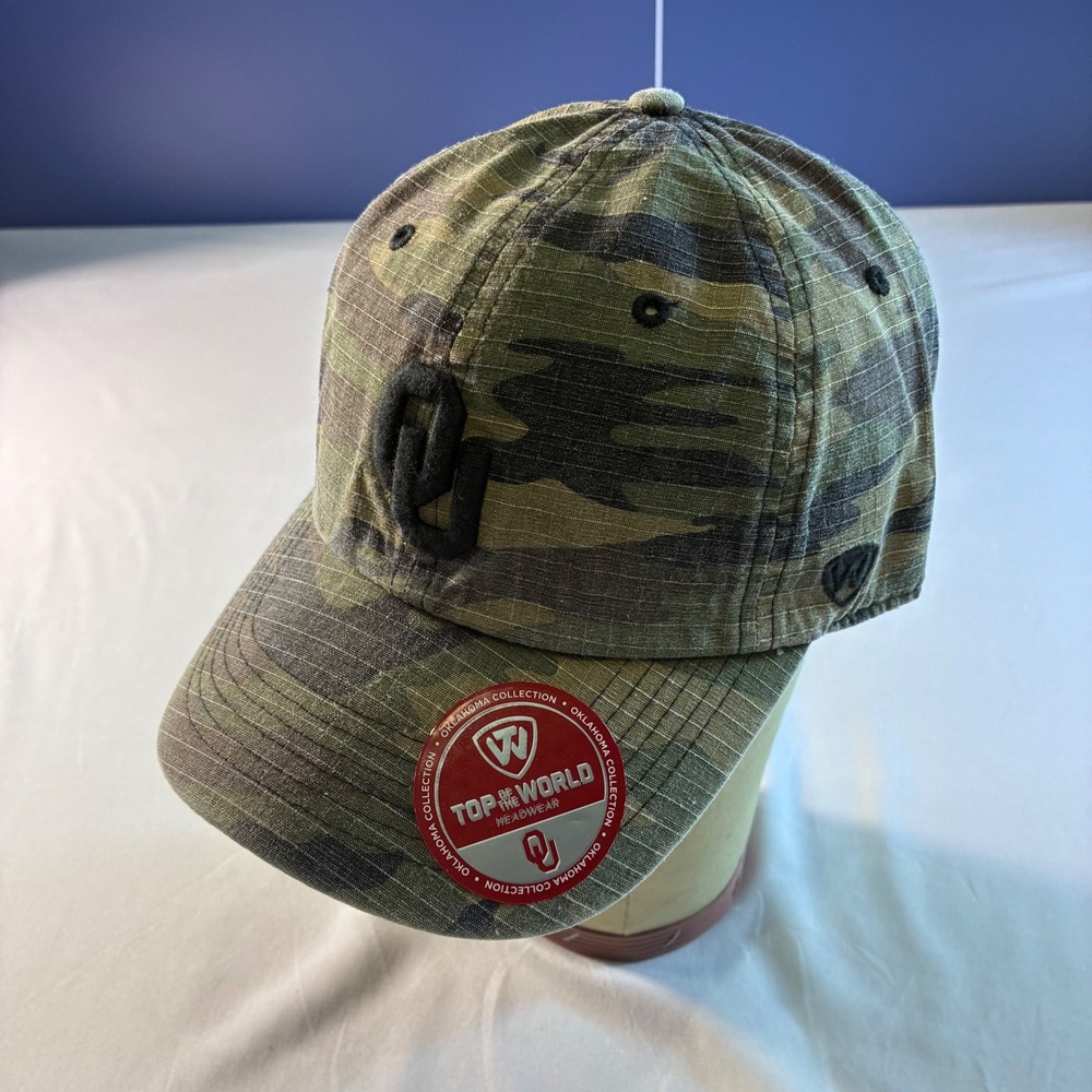 Oklahoma Sooners Top of the World Camo Hat OU Tigersripe Adjustable Cap